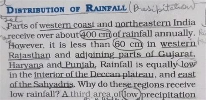 Why rajasthan receives less rainfall?